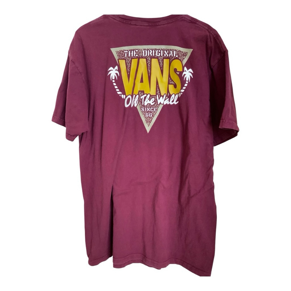 Vans Off The Wall Short Sleeve Tee Maroon Yellow Large